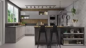 Cozinha Branca com Brilho e Alumínio