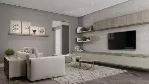 Sala de Estar Planejada Branca com Lacca